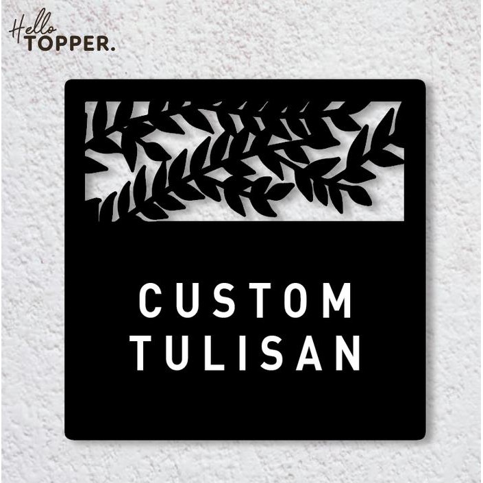 

HRG DISKON Custom Tulisan Sign Board Acrylic Kotak Motif Daun Akrilik UV Print Sign Board Papan