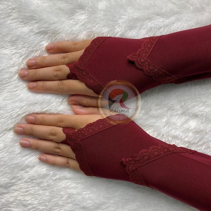 Pilihan- Raisma - Manset Handsock Tangan Muslimah Cincin Warna Warni Bahan Jerse Hitam Panjang