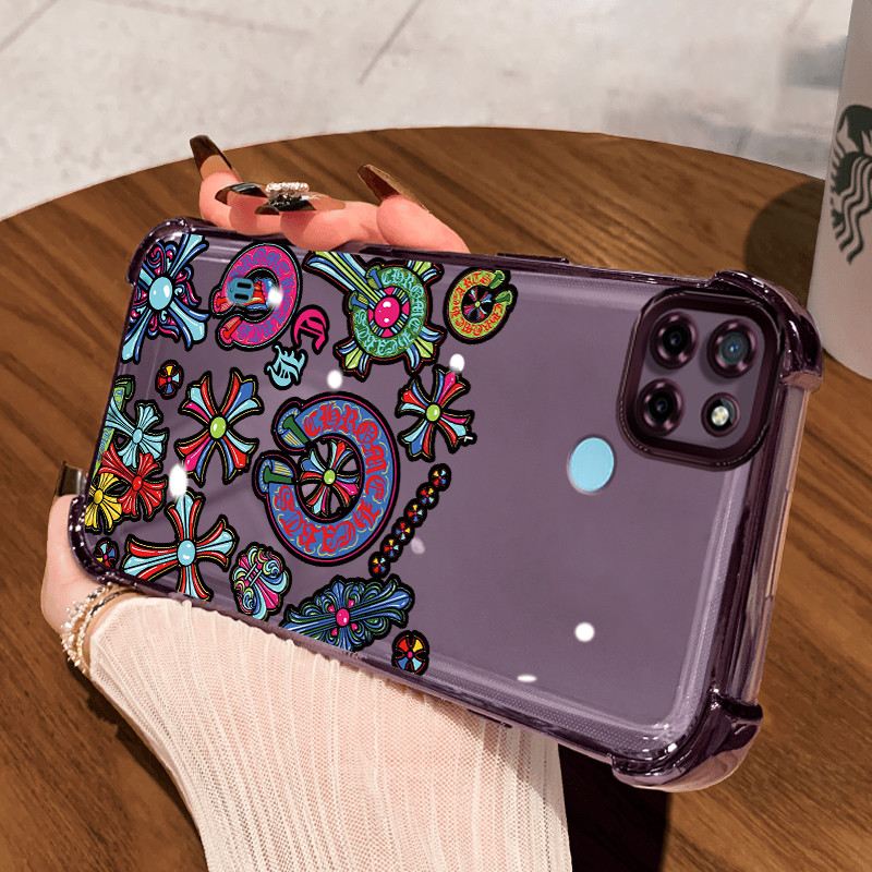 Casing Hp untuk Realme C21Y Realme C25Y C21 C15 Case Punk Berwarna Kasing airbag Kesing Silikon Tipi