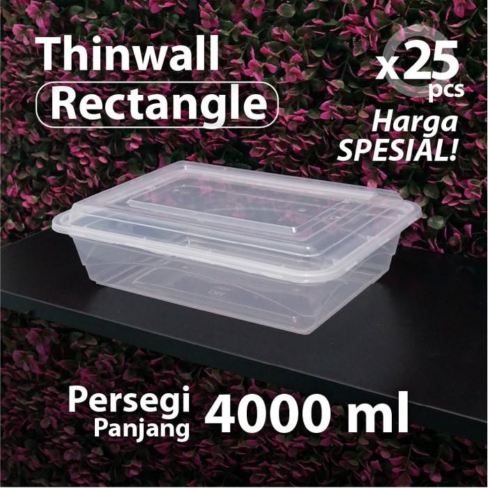 

(Depok) Paket 25 pcs - Thinwall Persegi Besar 4000 ml DM - Rectangle
