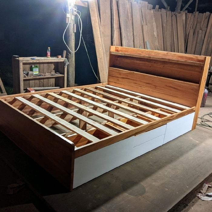 KDM- dipan laci minimalis dipan laci 160x200 dipan kayu solid