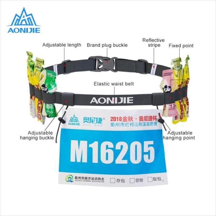 Pilihan- Aonijie Bib Race Number Belt E4076 Tali Bib - Black