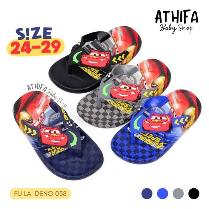Pilihan- Sandal Jepit Karet Anak Laki Cowok Usia 1 2 4 5 6 7 Tahun Tk Sd Karakter Mobil Cars Fu