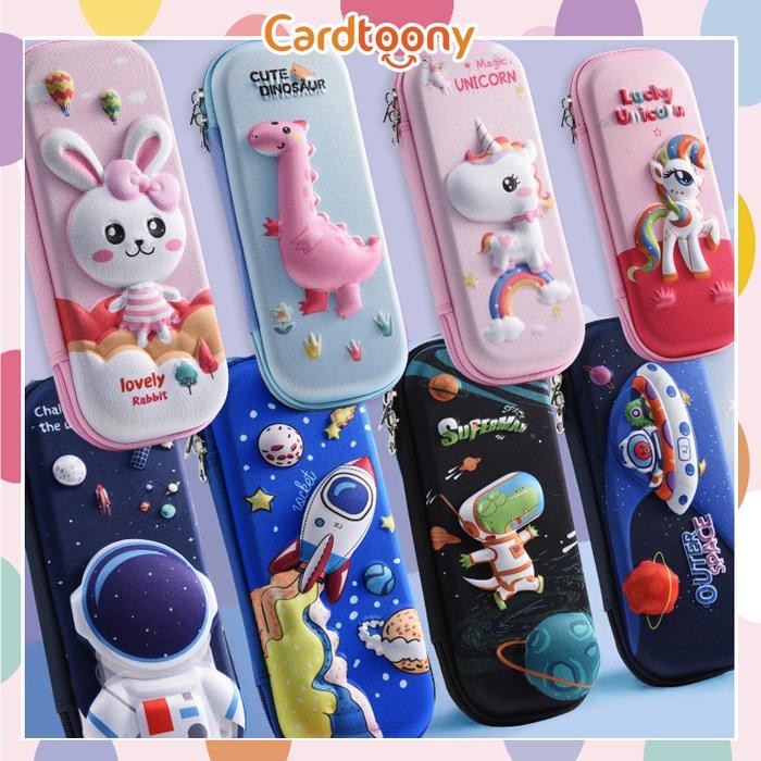 

OJ Tempat Kotak Pensil Timbul 3D Lucu Imut Astronot Kelinci Dino Unicorn Kuda Bear Cute Pensil Case
