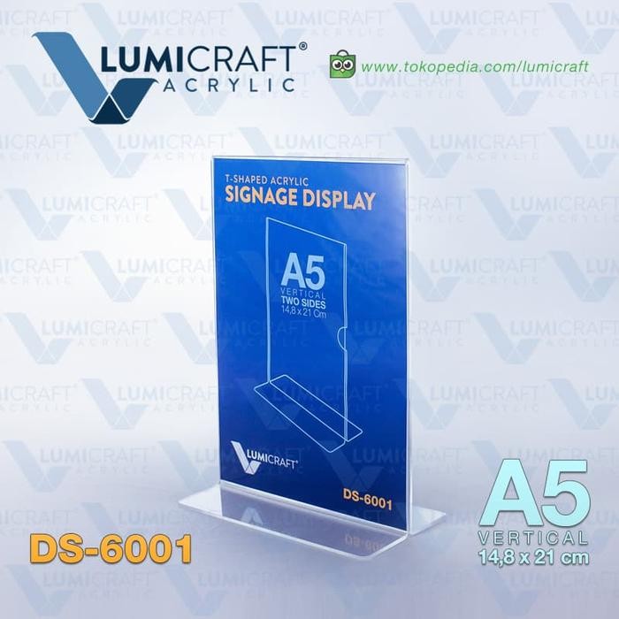 

OJ Signage Display/Stand Acrylic/Akrilik Model T - A5 Dua Sisi