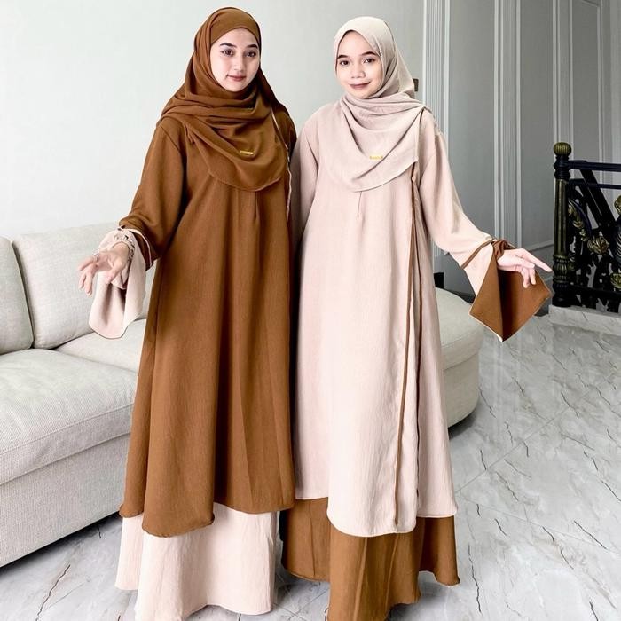 Pilihan- Belvia Set Rok SyarI One Set Tunik Muslimah Baju Lebaran - Shaqueena.Ind