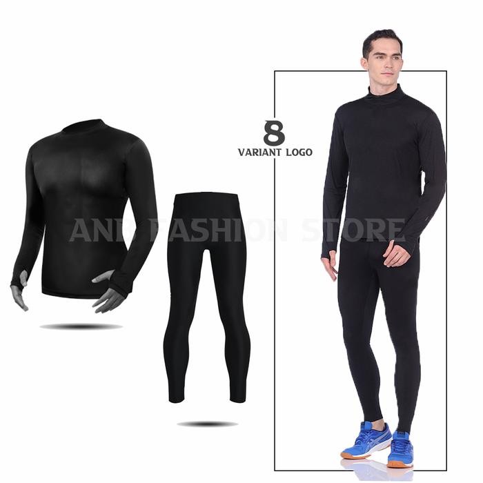 Pilihan- Paket Setelan Baselayer Manset Thumbhole Legging Fitness Olahraga Pria