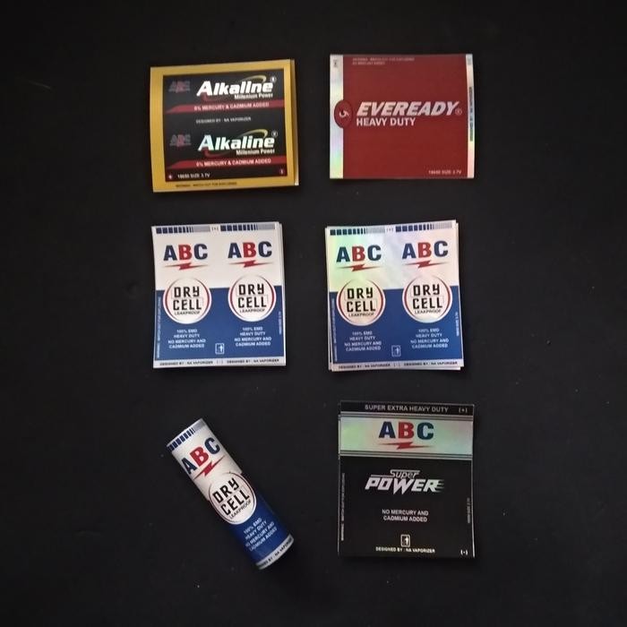 RJ Stiker Wrap baterai 18650 abc alkaline DIY