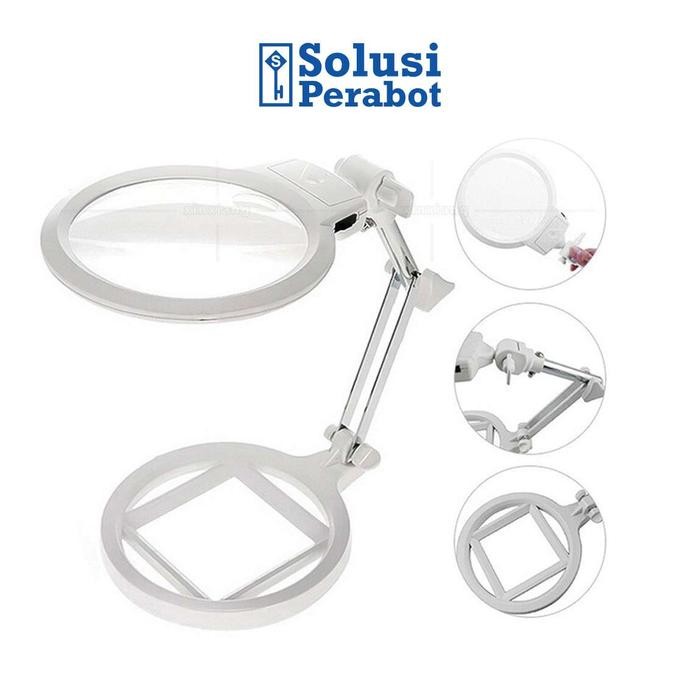 

SALE Kaca Pembesar Meja LED Lipat 2X 6X 130mm AE76 SP / Lampu Lup