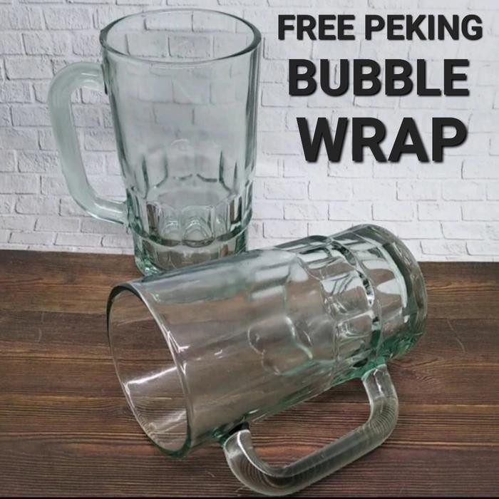 Gelas gagang kaca besar/gelas gagang bir/gelas es teh/gelas minum