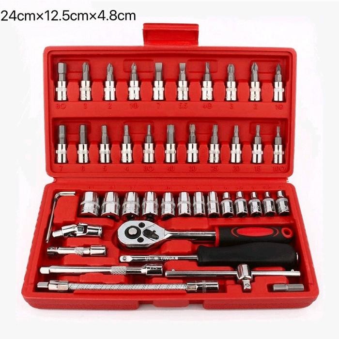 NEW KUNCI SHOCKED 46 PCS KUNCI SOK RING PAS UNTUK MOTOR MOBIL WRENCH KUNCI SERBAGUNA Torsi