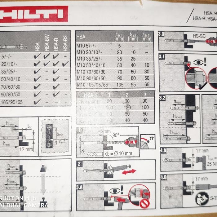 Dynabolt Hilti Hsa-R Sus 316 M10 X 98Mm Stainless Ready Stok