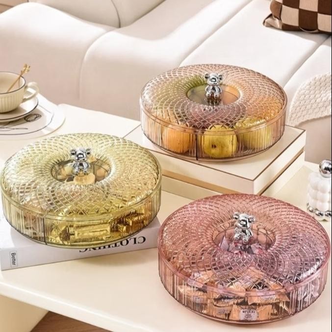 piring tempat cemilan transparan / piring tempat snack permen buah / tempat kue kering basah