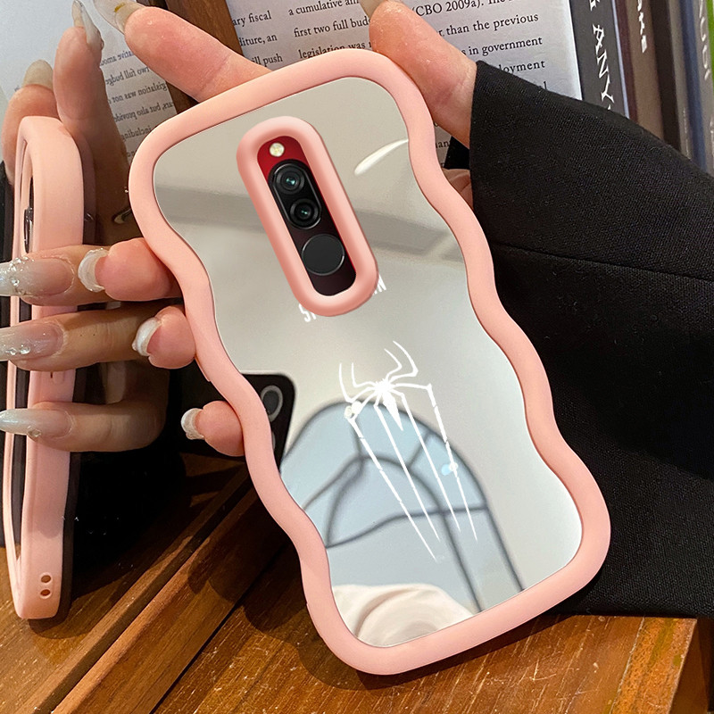 Casing Untuk Xiaomi Redmi 8 Case Casing HP Pola bekas kaki dan laba-laba Kesing Kasing Macaron Mirro