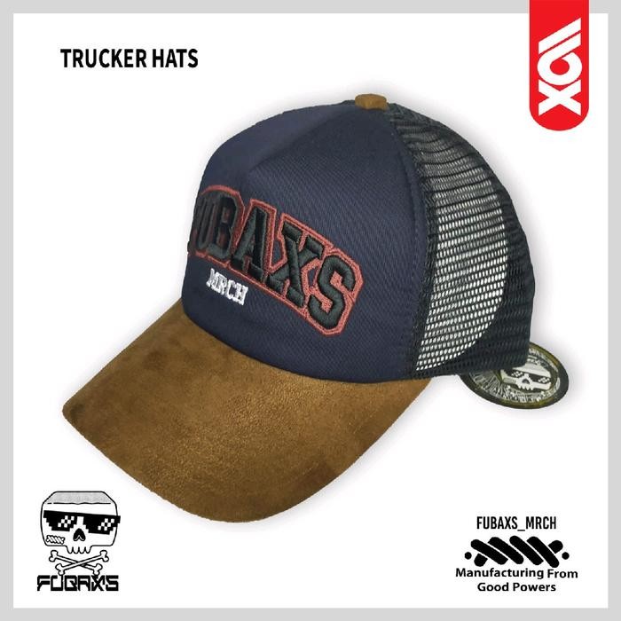 FUBAXS topi trucker pria SWEET COKLAT suede coklat hitam Hat