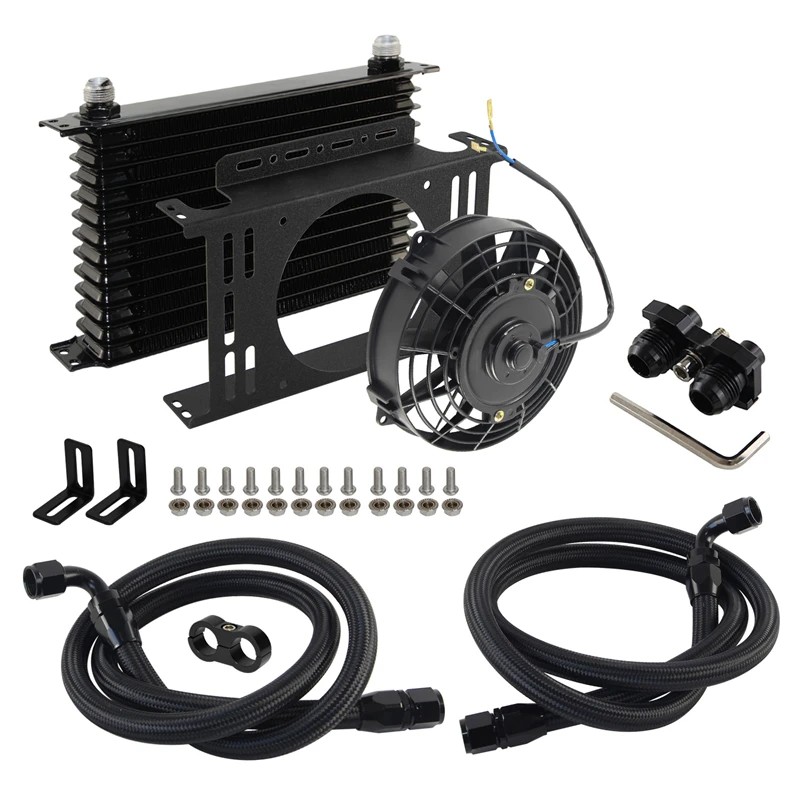 AN10 13 Row Oil Cooler TRUST Style +7'' Electronic fan Kit For BMW E82 135i;E36 M3-Euro E46 M3 E90