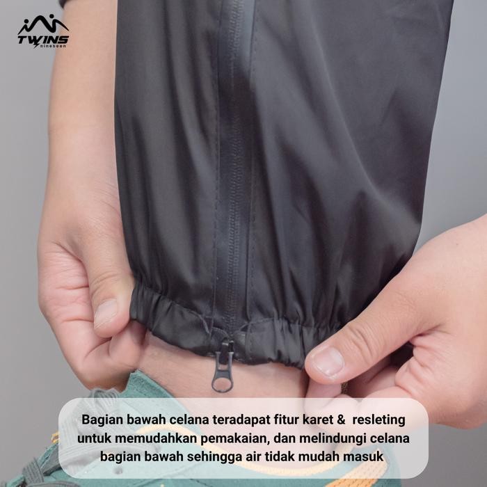Jas Hujan Dewasa Setelan Pria Wanita Anti Air Twins19 Waterof Zipper
