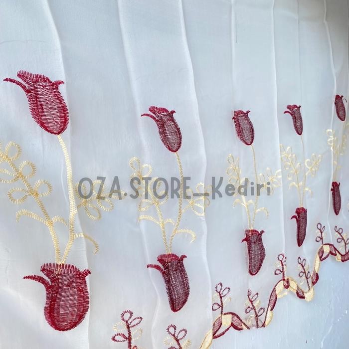 RJ Fitras Gorden Bordir Tulip / Vitrase Bordir Tulip / Vitras Tulip / Daleman Gorden