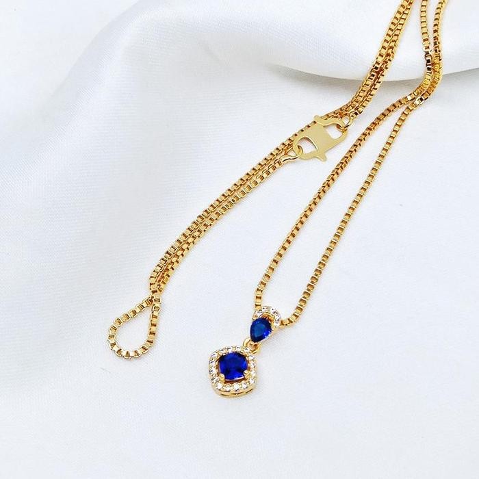 kalung Wanita Simple Lady Diana Mata Biru Full Mata best seller