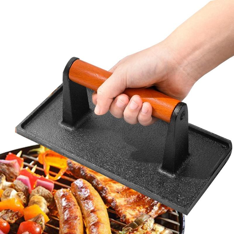 Burger Meat Press Grill Bacon Cast Iron Smasher Non-Stick Meat Press Patty Maker Meat Press Plate An