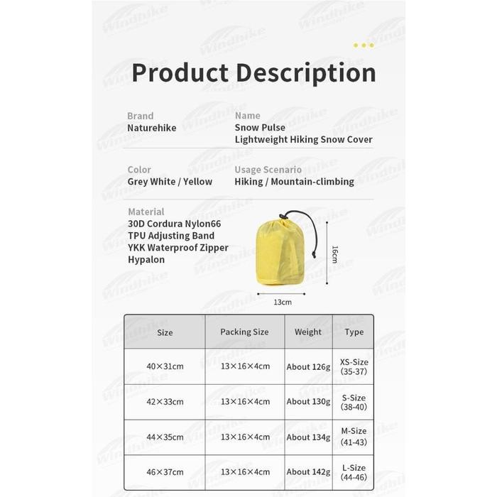 GAITER / PELINDUNG SEPATU HIKING CAMPING NATUREHIKE NH21HJ004