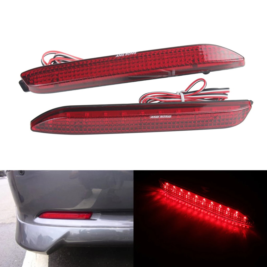 ANGRONG 2x Red LED Rear Bumper Reflector Brake Stop Tail Light For Toyota Avalon Verso Venza For Lex