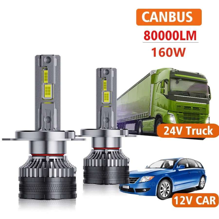 160W 80000LM H7 H4 H11 LED Headlight High Power Canbus H1 H8 9005 HB3