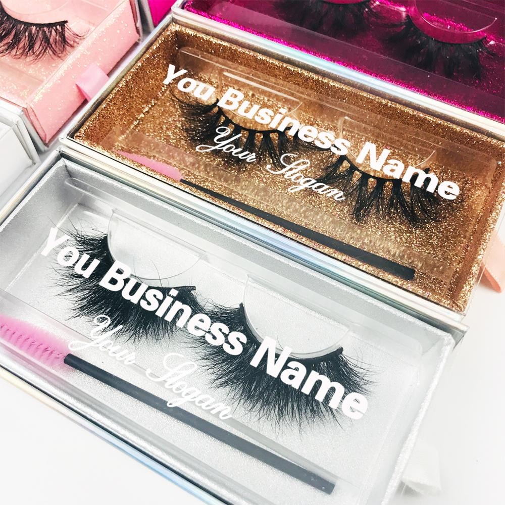 Wholesale Custom Eyelash Packaging Box Logo 25MM Mink False Lash Package Gold  Magnetic Natural Lash