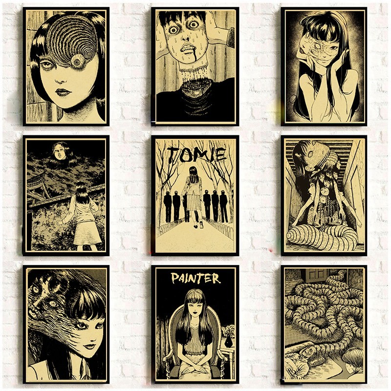 Japanese Anime Junji Ito Poster Vintage Kraft Paper Horror Posters Home Room Decoration Painting Car