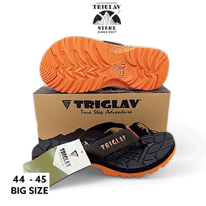 mulia Sandal gunung Jepit Big size Casual Pro orange Sendal pria triglav Karet ,44-45