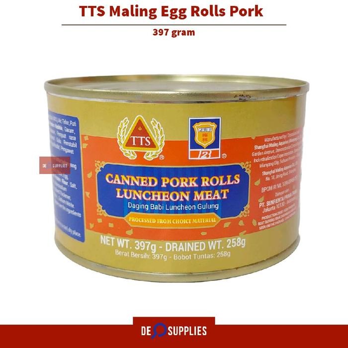 Maling Egg Rolls 397gr - Canned Pork Rolls Luncheon Meat Daging Gulung Babi