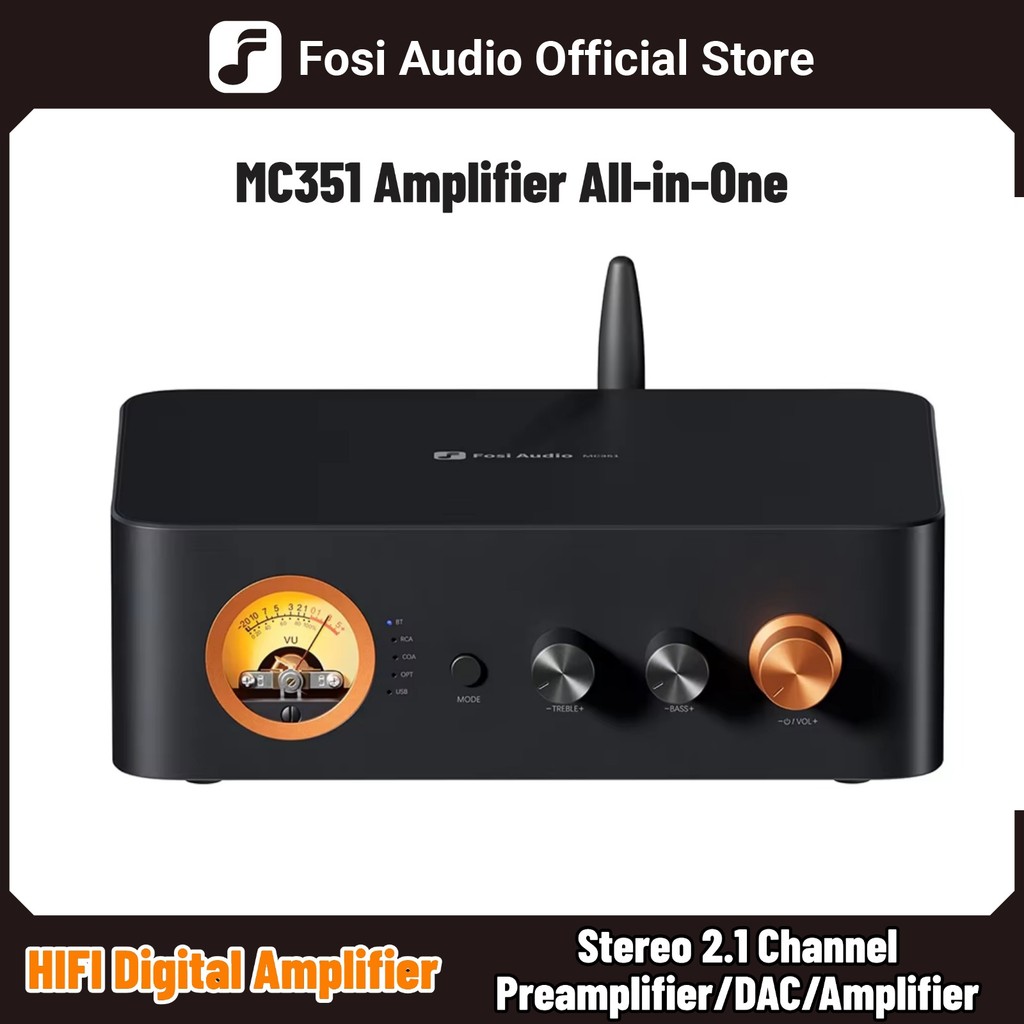 Fosi Audio Mc351 2.1 Channel Bluetooth Stereo Integrated Amplifier With Dac, Mini Audio Power Amp