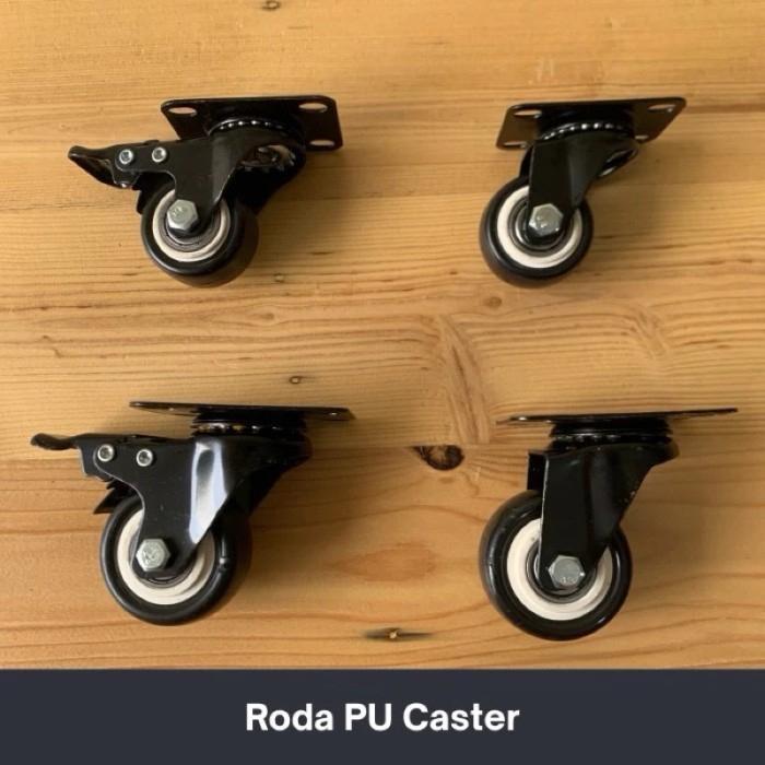 Roda Etalase Roda Medium Duty PU Caster Roda Lemari Troli 1.5inch / 2inch REM/HIDUP/MATI