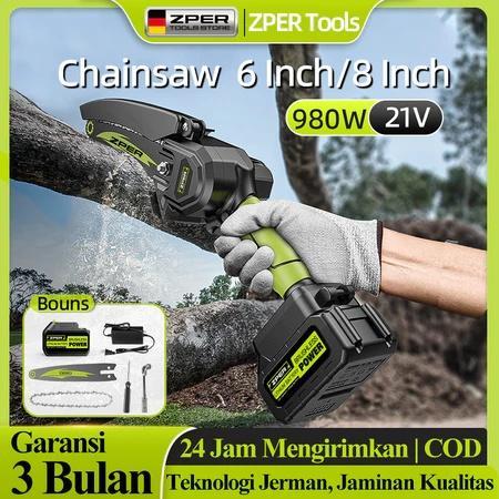 Promo Zper Mesin Chainsaw Cordless Chainsaw Gergaji Baterai Gergaji Rantai Elektrik Mini Gergaji