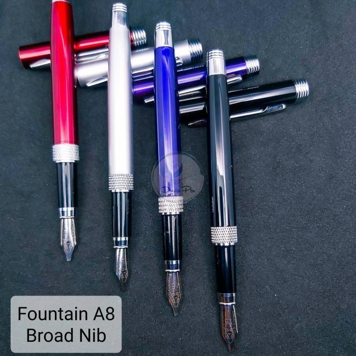 NEW Pena Kaligrafi A8 Broad Nib Fountain Pen Metal Mata 1,5mm