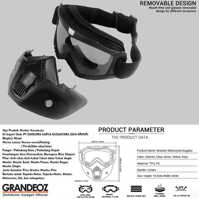 Goggles Kacamata + Masker Goggle Mask Full Face Helm Topeng Motor Gogle Paintball Kaca Mata Trail