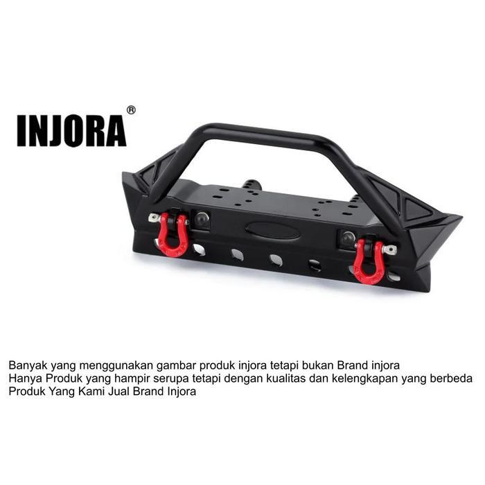 INJORA Black Metal Front Bumper with Lights for SCX10 II SCX10 III TRX4 YQB-F36