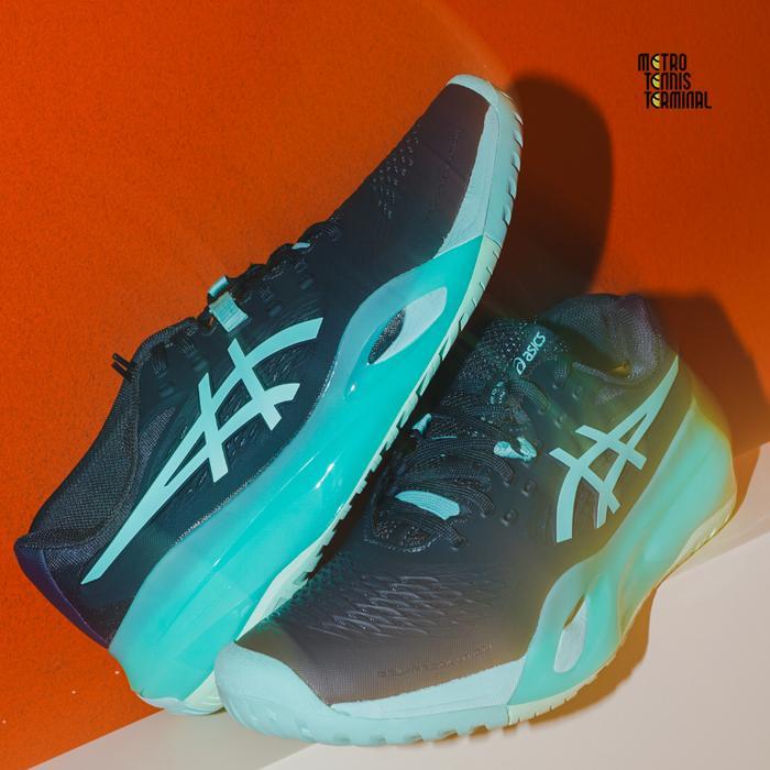 Asics Gel Resolution X Tennis Shoes Men Night Sky / Illuminate Mint & Women Light Blue / Oasis Green