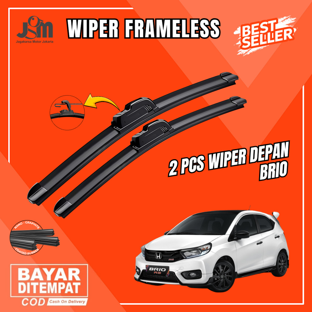 Wiper Honda Brio Frameless Kaca Depan Mobil