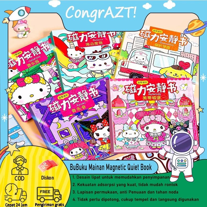

CongraAZT Mainan COD Buku Magnet Sanrio Hello Kitty - Mainan Anak DIY Stiker Magn