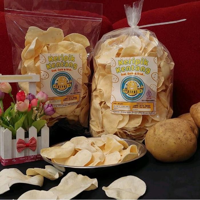 

KERIPIK KENTANG BANDUNG KEPOE TIPIS GURIH NON ALERGEN GORENG CEMILAN KRIPIK SNACKS 500 GRAM
