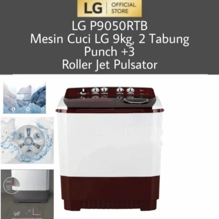 LG Mesin Cuci 2 Tabung - P905R - 9 Kg - garansi RESMI LG