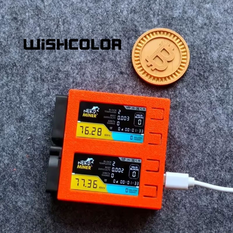 Hamgeek Nerdminer S19 78Kh/S 2W Btc Miner Bitcoin Miner Bitcoin Lottery Miner W/ Two Displays