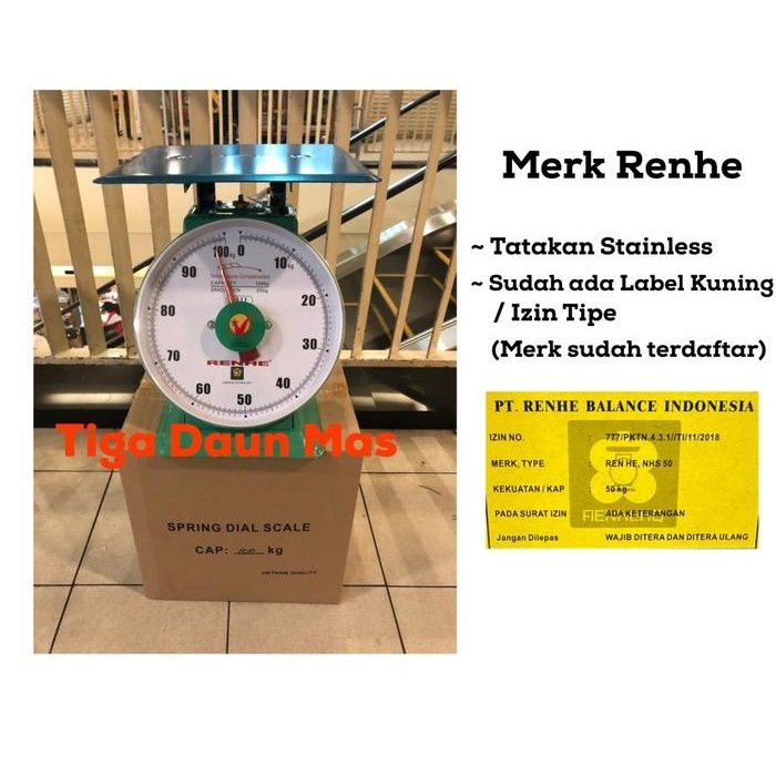 Timbangan Duduk Jarum Renhe 100 Kg / Timbangan Manual Renhe Kualitas Vietnam 100 Kg