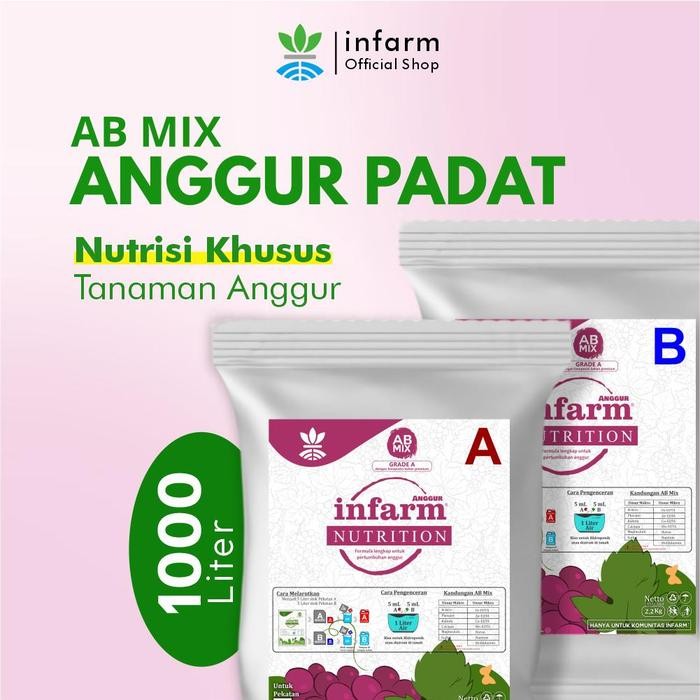 INFARM - Pupuk AB Mix Hidroponik Besar Anggur Pupuk Hidroponik untuk 1000 Liter Pupuk AB Mix Anggur