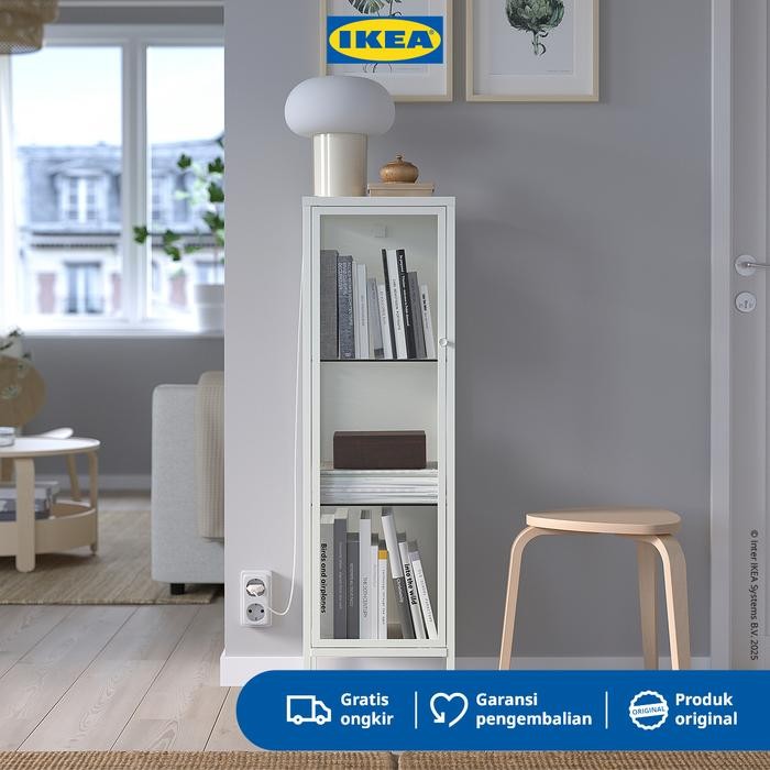 IKEA BAGGEBO Lemari Pajangan dengan Pintu Kaca 34x30x116 cm - Tidak Dirakit