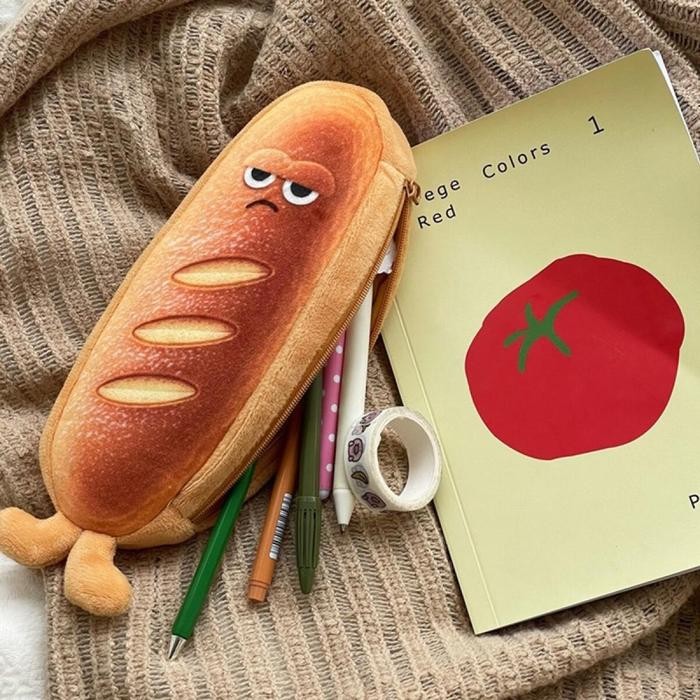 

readyTempat pensil roti/Tas Alat Tulis Berbulu/Tempat Pensil Hamburger/Tas Alat Tulis Roti Bakar