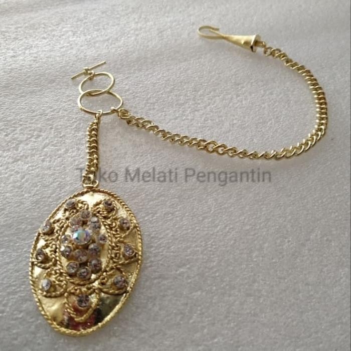 Aksesoris Bros Rantai Koin Benggol Baju Beskap Sunda Betawi Oval Emas