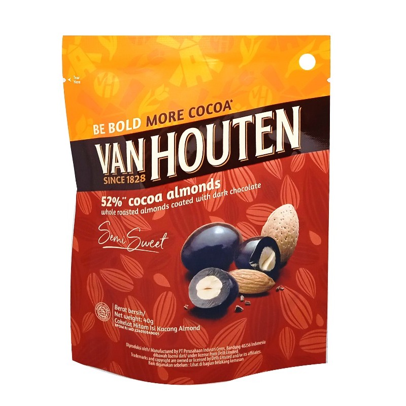 

S39051 VAN HOUTEN 52% COCOA ALMONDS COKLAT 40GR POUCH MAJU BERSAMA (20250910)