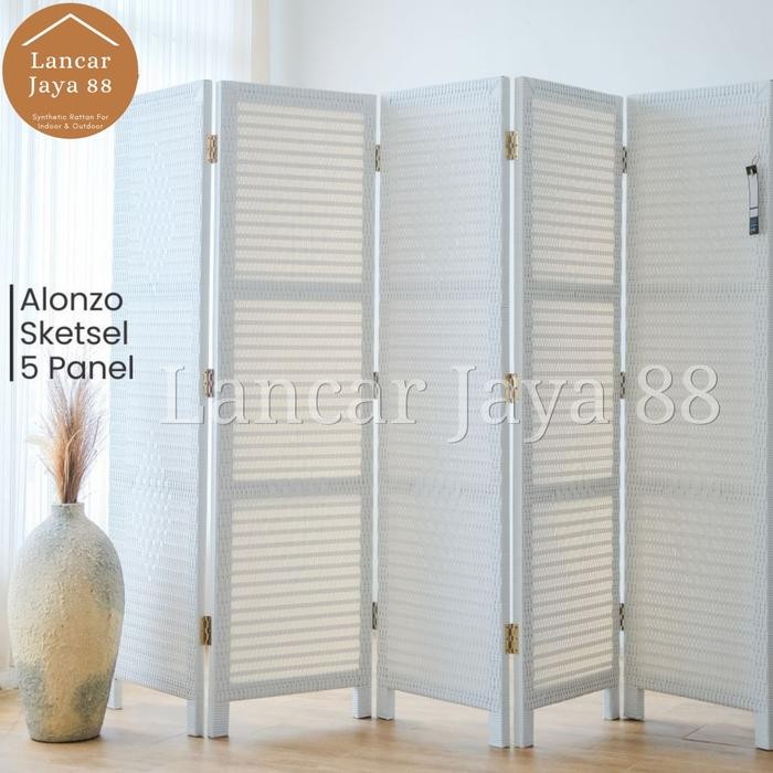 DISKON Sekat Ruangan Rotan Sintetis 5 Pintu READY STOCK